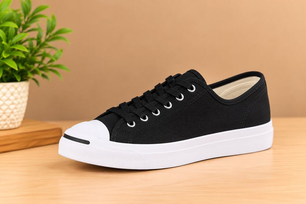 NWT Converse Jack Purcell Canvas Sneakers Black White Size 4.5W/3M